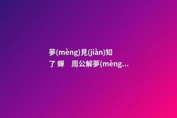 夢(mèng)見(jiàn)知了 蟬　周公解夢(mèng)之夢(mèng)到知了 蟬